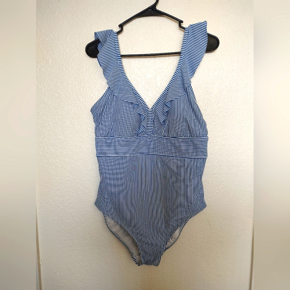 Women's Time and Tru Ruffles One Piece Bathing Suit